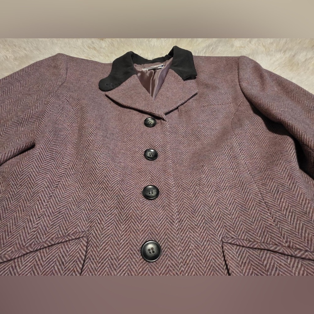 Pendleton Women's Tweed Herringbone Blazer - Purple - Size 4 EUC - Picture 3 of 11